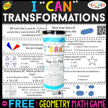 Preview of Geometry Transformations Game | I CAN Math Games FREE