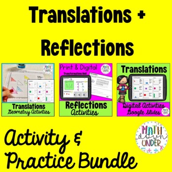 Preview of Reflections + Translations Activity Bundle - PDF & Digital for Transformations