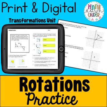 Preview of Transformations (Rotations) Practice Sheets - PDF & Digital
