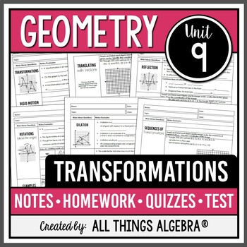 Preview of Transformations (Geometry Curriculum - Unit 9) | All Things Algebra®