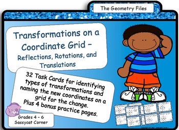 Preview of Geometry - Transformations on a Coordinate Grid Task Cards
