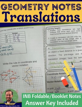 Preview of Geometry Translations Foldable Notes