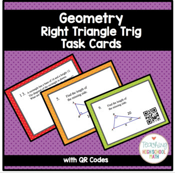 Preview of Geometry Right Triangle Trigonometry Task Cards with QR Codes