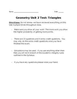 Preview of Geometry Triangles Exam