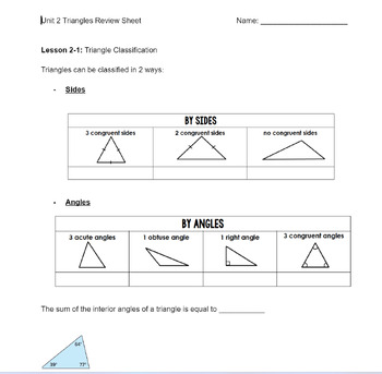 Preview of Geometry Triangles Exam Materials