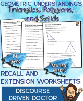 Preview of Geometry - Triangles, Polygons and Solids Worksheets (Grades 8-12)