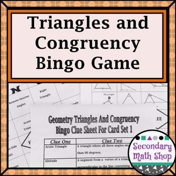 Preview of Congruent Triangles - Geometry Triangles and Congruency Vocabulary Bingo Game