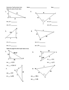 Right Triangles And Trigonometry Worksheets Teaching Resources Tpt