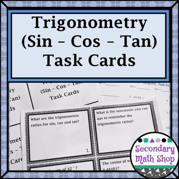 Preview of Right Triangles - Trigonometry (Sine - Cosine - Tangent) Task Cards