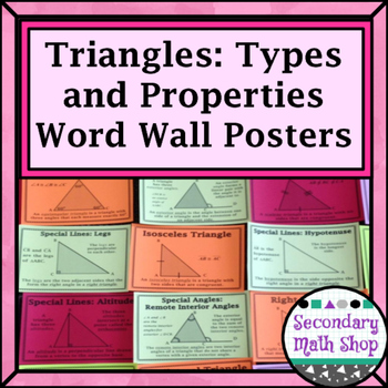 Preview of Triangles - Classification, Special Lines, Angles, Formulas Wall Cards