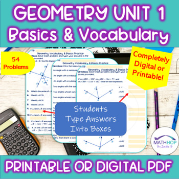 Preview of Geometry Unit 1: Geometry Basics & Vocabulary Digital PDF Activity