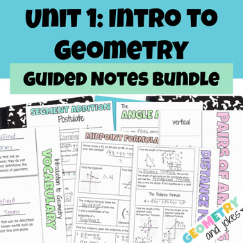 Preview of Geometry Unit 1 Guided Notes Bundle Introduction to Geometry for Notebooks