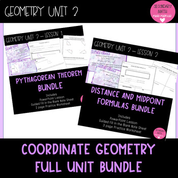 Preview of Geometry Unit 2 Bundle - Pythagorean Theorem, Distance and Midpoint Formulas