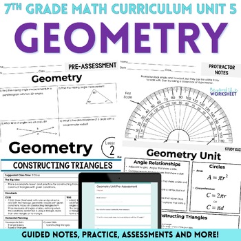 Preview of Geometry Unit : 7th Grade Math Curriculum