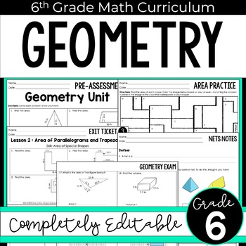 Preview of Geometry Unit 6th Grade Math Curriculum