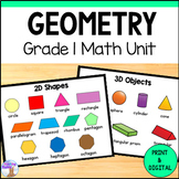 Geometry Unit 2D & 3D Shapes Grade 1 Math (Ontario) Identi