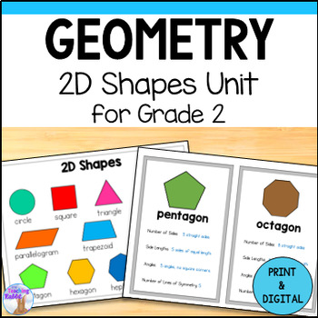 Preview of Geometry 2D Shapes Unit - Grade 2 Math (Ontario) - Worksheets, Pattern Blocks