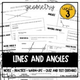 Geometry Unit 3: Lines and Angles