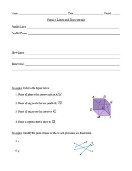 Preview of Geometry - Unit 3 - Parallel and Perpendicular Lines