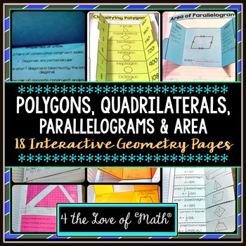 Preview of Polygons, Quadrilaterals, Area: Geometry Interactive Notebook Pages