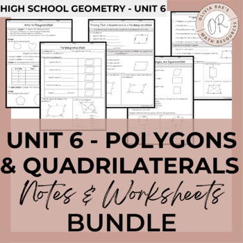 Preview of Geometry Unit 6 - Polygons and Quadrilaterals - Notes and Worksheets Bundle