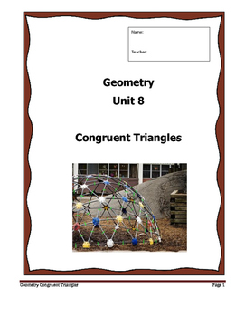 Preview of Geometry Unit 8 Notetaking Guide - Congruent Triangles