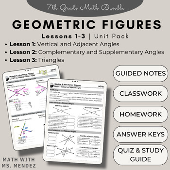 Preview of Geometry Unit Bundle- Vertical, Complimentary, Supplementary Angles, Triangles