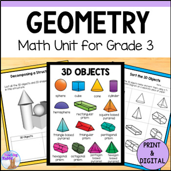 Preview of Geometry Unit - 3D Shapes - Grade 3 Math (Ontario) - Print & Digital