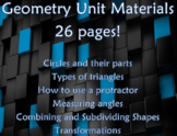 Geometry Unit Materials