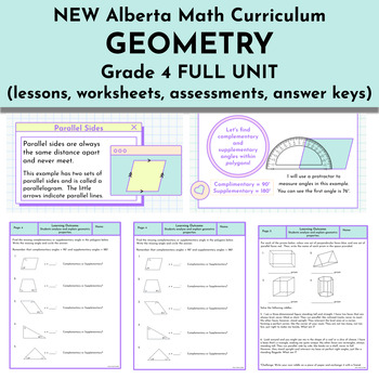 Preview of Geometry Unit - NEW Alberta Math Curriculum Grade 4