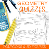 Geometry Unit Quizzes : Polygons & 2D Figures