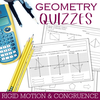 Preview of Geometry Unit Quizzes : Rigid Motion & Congruence