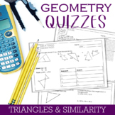 Geometry Unit Quizzes : Triangles and Similarity