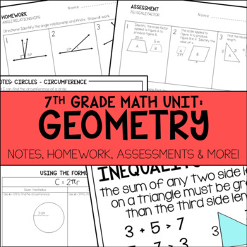 Preview of Geometry Unit Resources | 7th Grade Math