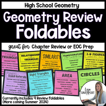 Preview of Geometry Unit Review Foldables | Chapter Review and EOC Prep