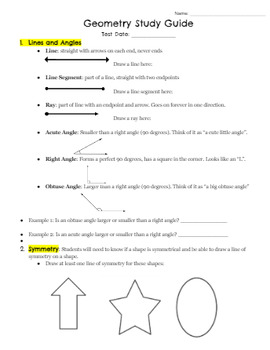 Preview of Geometry Unit Study Guide