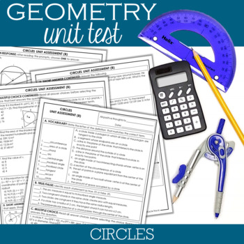Preview of Geometry Unit Test : Circles Editable