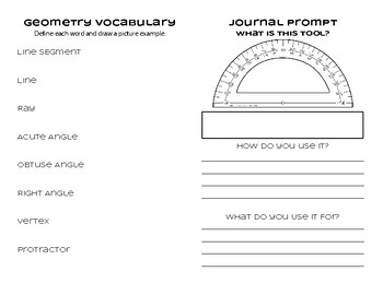 Preview of Geometry Vocab & Journal Prompt
