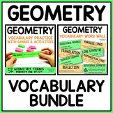 Geometry Vocabulary Activities, Games, Word Wall Bundle