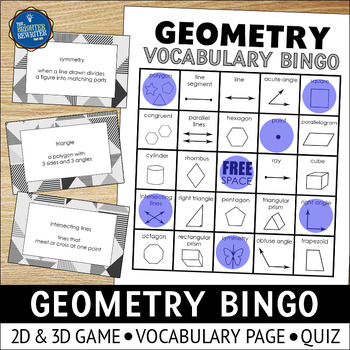 Preview of Geometry Vocabulary Bingo Game