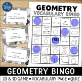 Geometry Vocabulary Bingo Game
