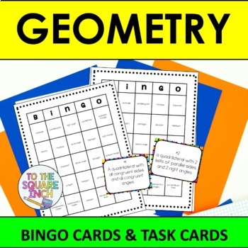 Preview of Geometry Vocabulary Bingo Game Task Card Activity
