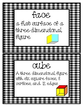 Preview of Geometry Vocabulary Cards for 2nd Grade
