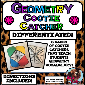 Preview of Geometry Vocabulary Cootie Catcher