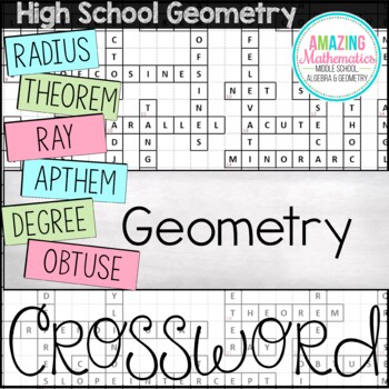 Geometry Vocabulary Crossword by Amazing Mathematics | TpT