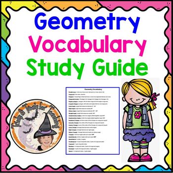 Preview of Geometry Vocabulary Words and Definitions Notes Reference Chart Study Guide