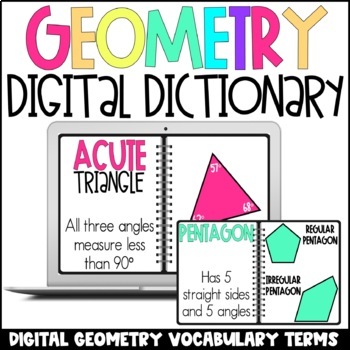 Preview of Geometry Vocabulary | Digital Dictionary | Visual Posters | Google Slides 