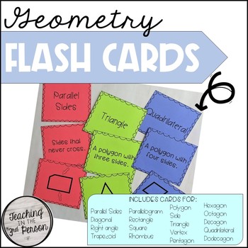 Preview of Geometry Vocabulary Flash Cards