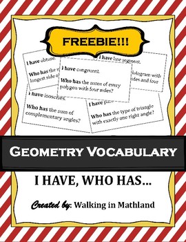 Preview of Geometry Vocabulary Game Activity : I have, who has
