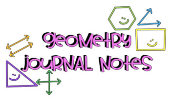 Preview of Geometry Vocabulary Journal Notes